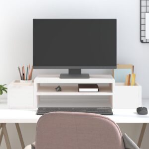 NNEVL Monitor Stand White 70x27.5x15 cm Solid Wood Pine