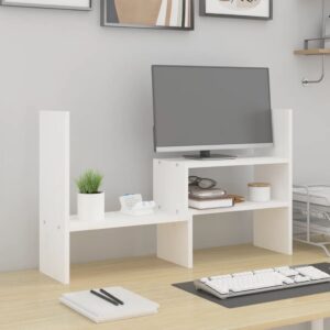 NNEVL Monitor Stand White (39-72)x17x43 cm Solid Wood Pine