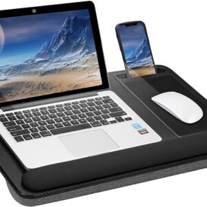 NNEDSZ Portable Laptop Desk with Device Ledge, Mouse Pad and Phone Holder for Home Office (Black, 43cm)